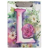 Gepersonaliseerde letter L Bloemen Waterverf Leraa Klembord (Voorkant)