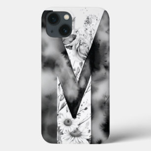Gepersonaliseerde letter M Elegante Bloemen Waterv Case-Mate iPhone Case