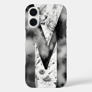 Gepersonaliseerde letter M Elegante Bloemen Waterv iPhone 16 Hoesje