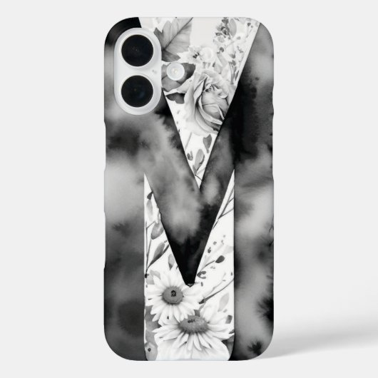 Gepersonaliseerde letter M Elegante Bloemen Waterv Case-Mate iPhone Case (Achterkant)