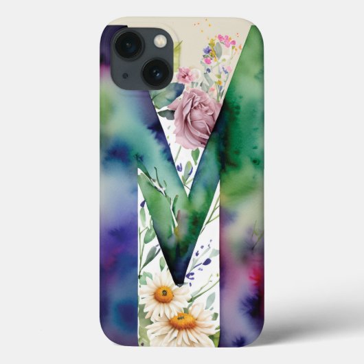 Gepersonaliseerde letter M Elegante Bloemen Waterv Case-Mate iPhone Case (Achterkant)