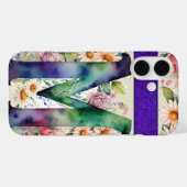 Gepersonaliseerde letter M Elegante Bloemen Waterv Case-Mate iPhone Case (Achterkant (horizontaal))