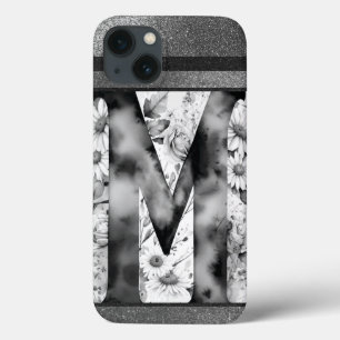 Gepersonaliseerde letter M Elegante Bloemen Waterv Case-Mate iPhone Case