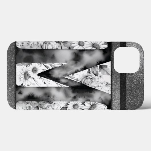Gepersonaliseerde letter M Elegante Bloemen Waterv Case-Mate iPhone Case (Achterkant (horizontaal))