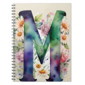 Gepersonaliseerde letter M Floral Waterverf Notiti Notitieboek (Voorkant)