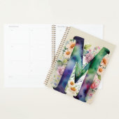 Gepersonaliseerde letter M Floral Waterverf Notiti Planner (Display)