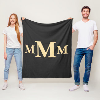 Gepersonaliseerde letter "M" monogram Sjabloon Fleece Deken