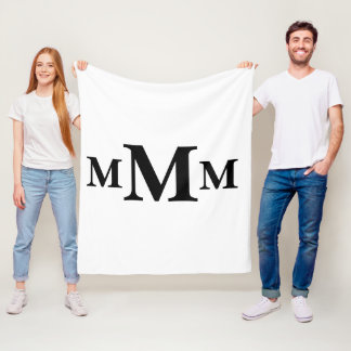 Gepersonaliseerde letter "M" monogram Sjabloon Fleece Deken