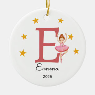 Gepersonaliseerde Letter Naam Ornament, Ballerina Keramisch Ornament