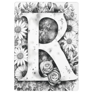 Gepersonaliseerde letter R Bloemen Waterverf Leraa Klembord