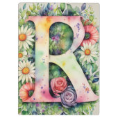 Gepersonaliseerde letter R Bloemen Waterverf Leraa Klembord (Achterkant)