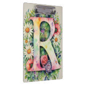 Gepersonaliseerde letter R Bloemen Waterverf Leraa Klembord (Rechts)