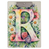 Gepersonaliseerde letter R Bloemen Waterverf Leraa Klembord (Voorkant)