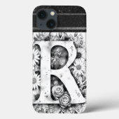 Gepersonaliseerde letter R Elegante Bloemen Waterv Case-Mate iPhone Case (Achterkant)