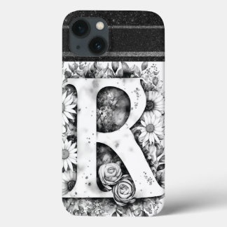 Gepersonaliseerde letter R Elegante Bloemen Waterv Case-Mate iPhone Case