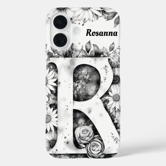 Gepersonaliseerde letter R Elegante Bloemen Waterv Case-Mate iPhone Case (Achterkant)