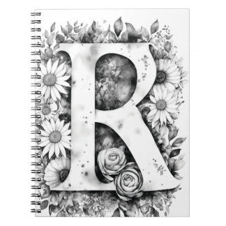 Gepersonaliseerde letter R Floral Waterverf Notiti Notitieboek