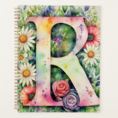 Gepersonaliseerde letter R Floral Waterverf Notiti Planner