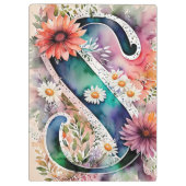 Gepersonaliseerde Letter S Bloemen Waterverf Leraa Klembord (Achterkant)