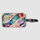 Gepersonaliseerde letter S Daisy Floral Waterverf Bagagelabel (Voorkant (horizontaal))