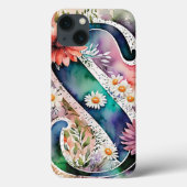 Gepersonaliseerde letter S Elegante Bloemen Waterv Case-Mate iPhone Case (Achterkant)