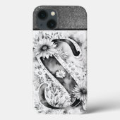 Gepersonaliseerde letter S Elegante Bloemen Waterv Case-Mate iPhone Case (Achterkant)