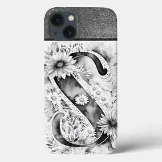 Gepersonaliseerde letter S Elegante Bloemen Waterv Case-Mate iPhone Case