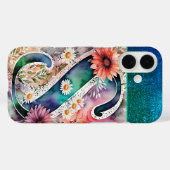 Gepersonaliseerde letter S Elegante Bloemen Waterv Case-Mate iPhone Case (Achterkant (horizontaal))