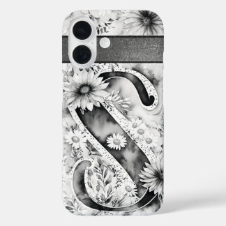 Gepersonaliseerde letter S Elegante Bloemen Waterv iPhone 16 Hoesje