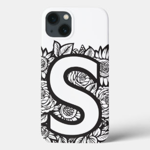 Gepersonaliseerde letter S Elegante Tattoos Bloeme Case-Mate iPhone Case