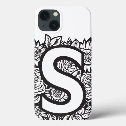 Gepersonaliseerde letter S Elegante Tattoos Bloeme Case-Mate iPhone Case (Achterkant)