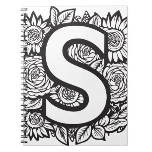 Gepersonaliseerde letter S Floral Tattoo Style Mon Notitieboek