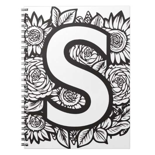 Gepersonaliseerde letter S Floral Tattoo Style Mon Notitieboek (Voorkant)