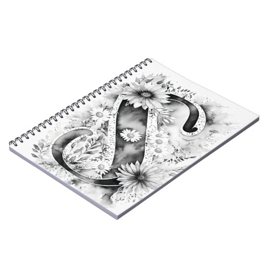 Gepersonaliseerde letter S Floral Waterverf Notiti Notitieboek (Linkerzijde)