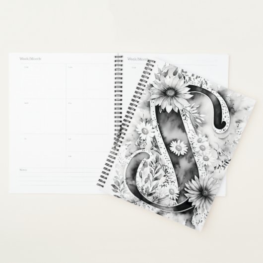 Gepersonaliseerde letter S Floral Waterverf Notiti Planner (Display)