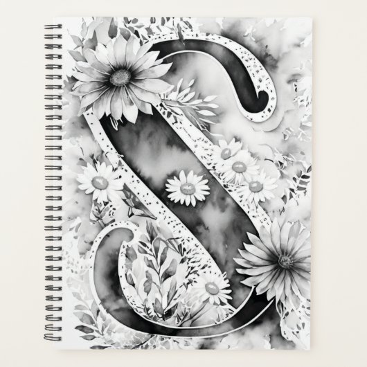 Gepersonaliseerde letter S Floral Waterverf Notiti Planner (Voorkant)
