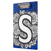 Gepersonaliseerde letter S Glitter Tattoo Flowers Klembord (Links)
