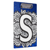 Gepersonaliseerde letter S Glitter Tattoo Flowers Klembord (Rechts)