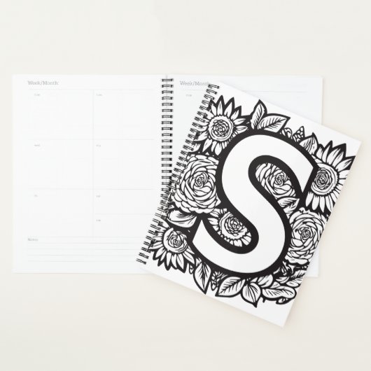 Gepersonaliseerde letter S Tattoo bloemenmonogram Planner (Display)