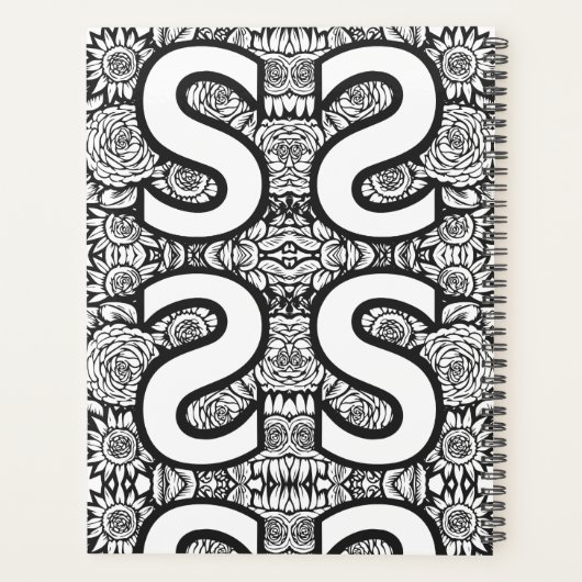Gepersonaliseerde letter S Tattoo bloemenmonogram Planner (Achterkant)