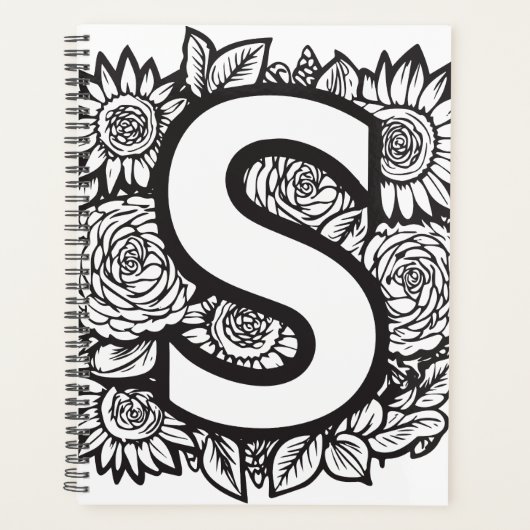 Gepersonaliseerde letter S Tattoo bloemenmonogram Planner (Voorkant)