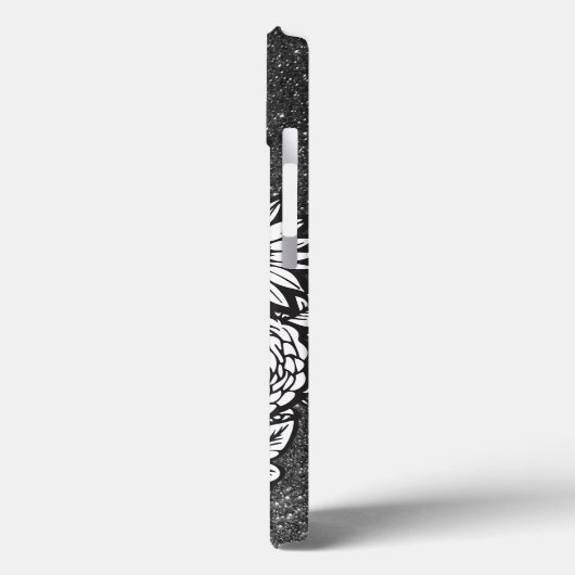 Gepersonaliseerde letter S zwart-wit glitter Case-Mate iPhone Case (Achterkant / Links)