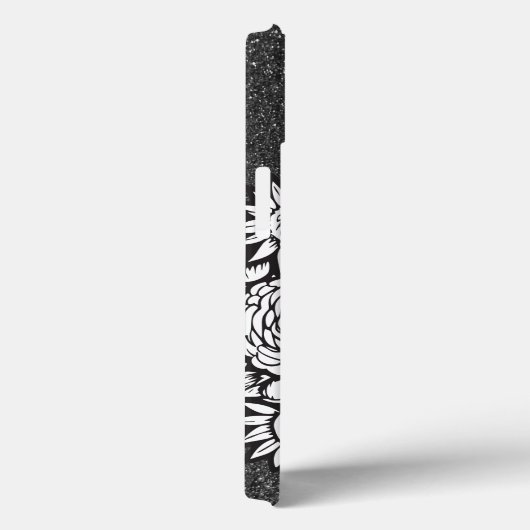 Gepersonaliseerde letter S zwart-wit glitter Case-Mate iPhone Case (Achterkant / Rechts)