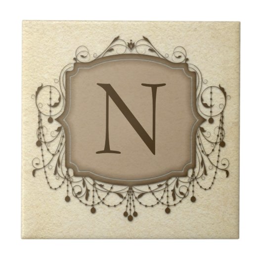 Gepersonaliseerde letter Tegels, decoratieve kroon Tegeltje (Voorkant)