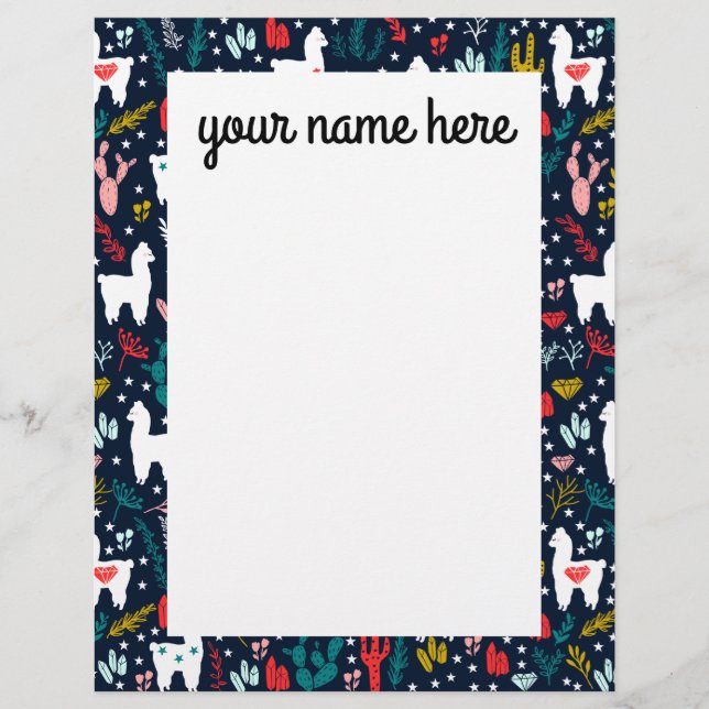 Gepersonaliseerde letterlijke alpaca Stationery Le Briefhoofd (Voorkant)