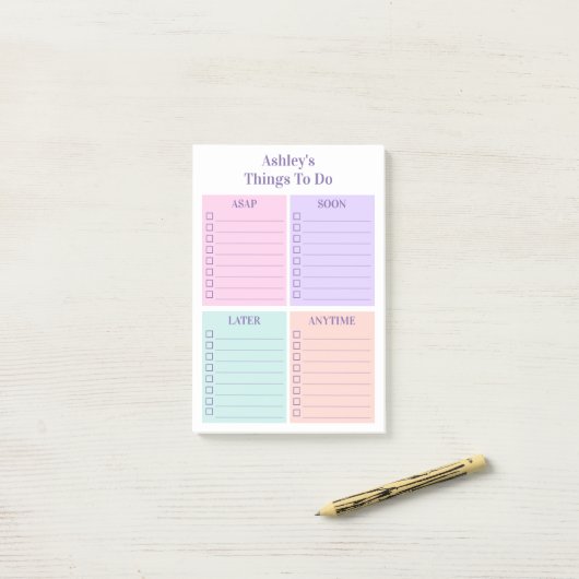 Gepersonaliseerde leuk om te doen lijst post-it® notes (Op bureau)