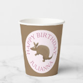 Gepersonaliseerde leuke armadillo happy birthday c papieren bekers (Achterkant)