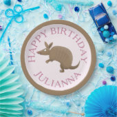 Gepersonaliseerde leuke armadillo happy birthday c papieren bordje (Feest)