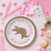 Gepersonaliseerde leuke armadillo happy birthday c papieren bordje (Feest)