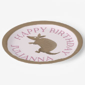 Gepersonaliseerde leuke armadillo happy birthday c papieren bordje (Gekanteld)